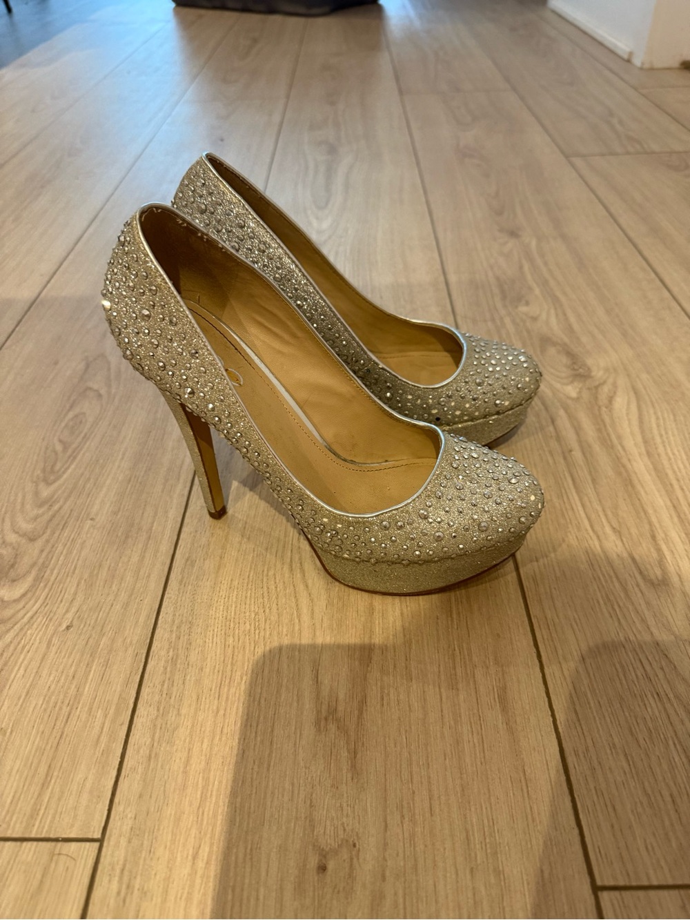 Aldo silver Crystal Platform Pumps